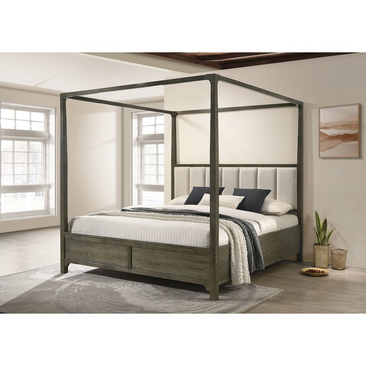Buy farmhouse furniture Aupa Dark Brown Queen Canopy Mediterranean Farmhouse Bed - Modern Cottage Farmhouse Furniture