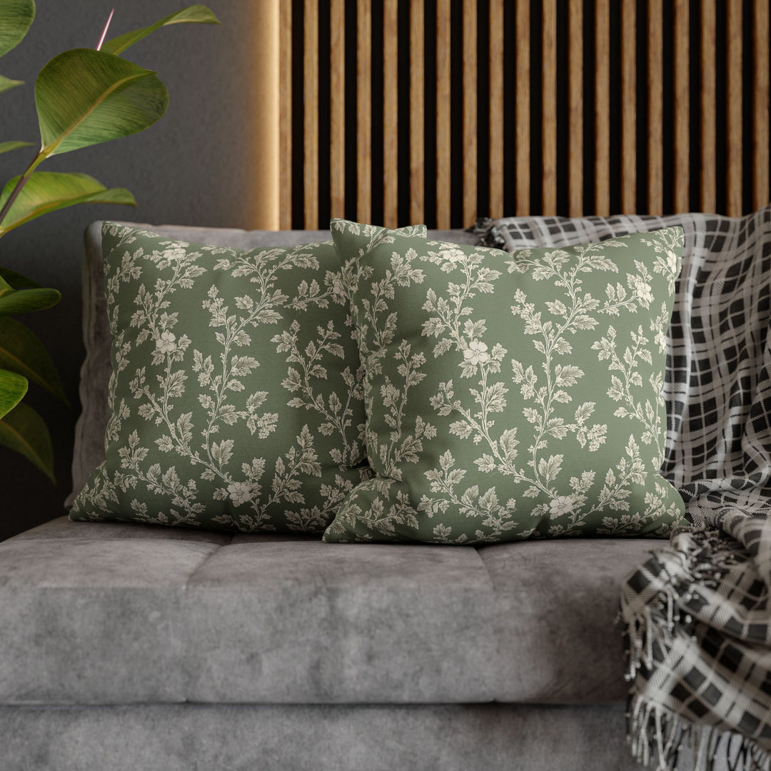 Clover Hill - Cream &amp; Sage Floral Pillowcase By. Artisan Blooms