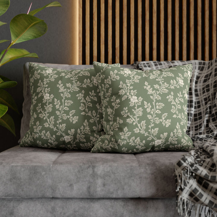 Clover Hill - Cream &amp; Sage Floral Pillowcase By. Artisan Blooms