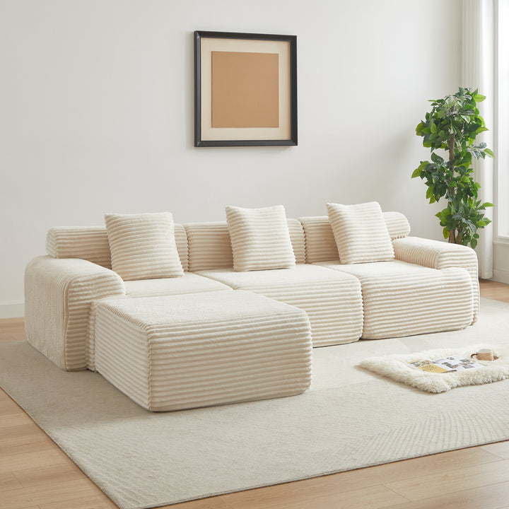 Buy farmhouse furniture Best Farmhouse Modular Sofa | 114-inch Cottage Farmhouse Corduroy Boneless Couch - Modern Cottage Farmhouse Furniture