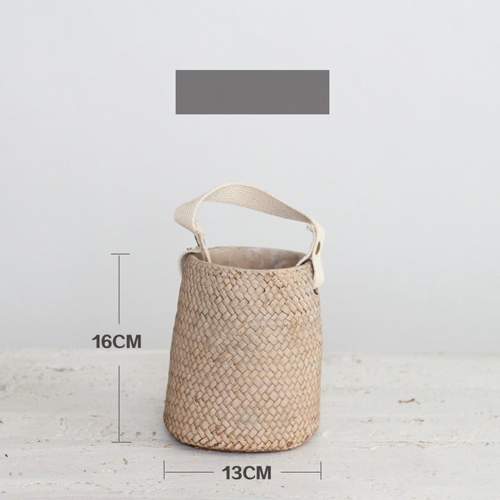 Buy farmhouse furniture Mediterranean Coast Woven Flower Pot Basket - Modern Cottage Farmhouse Furniture