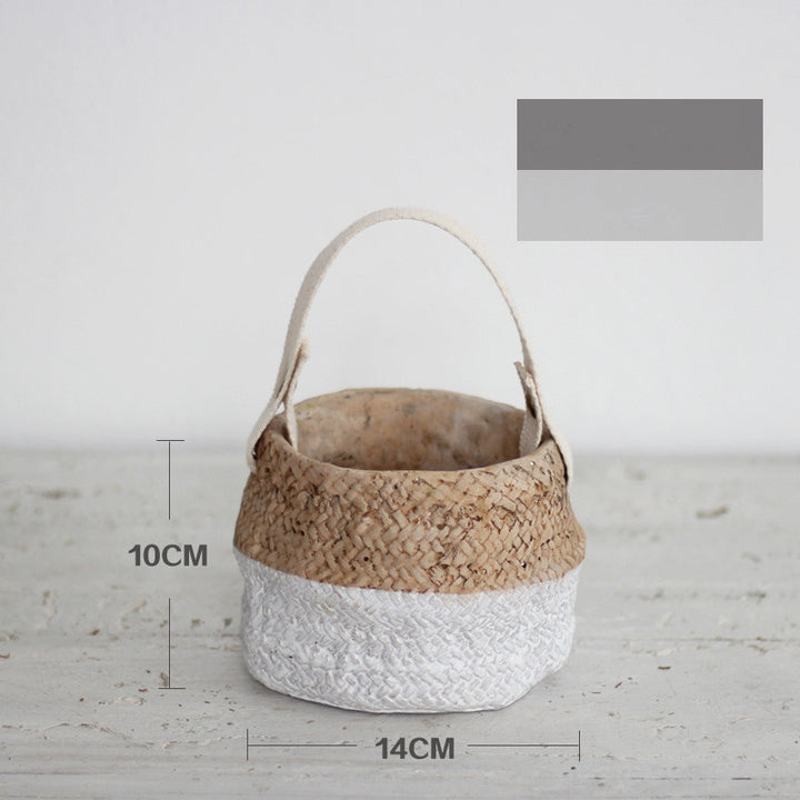 Buy farmhouse furniture Mediterranean Coast Woven Flower Pot Basket - Modern Cottage Farmhouse Furniture