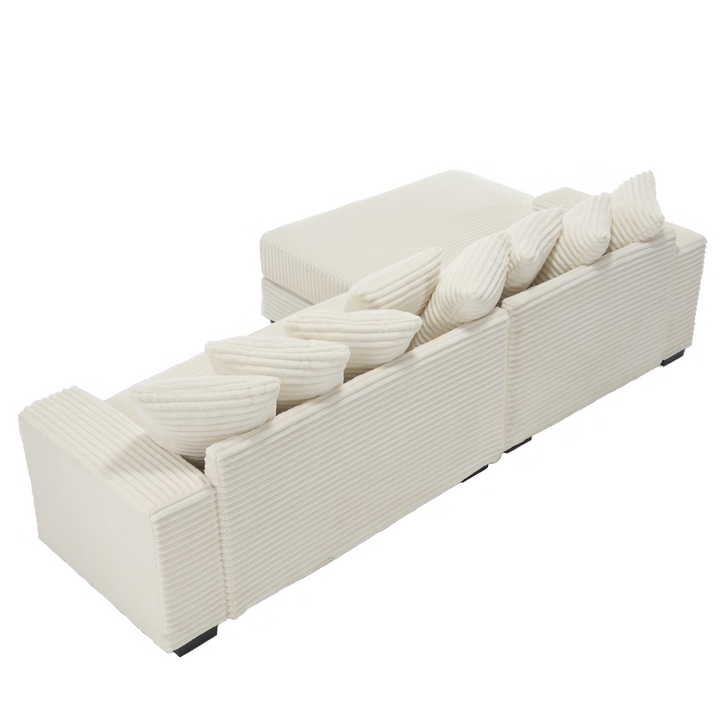 Buy farmhouse furniture Le Eupopia • Oversized Beige European Farmhouse Style Two-Piece L Shaped Sofa Couch - Modern Cottage Farmhouse Furniture