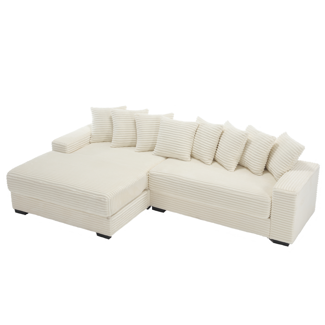 Buy farmhouse furniture Le Eupopia • Oversized Beige European Farmhouse Style Two-Piece L Shaped Sofa Couch - Modern Cottage Farmhouse Furniture