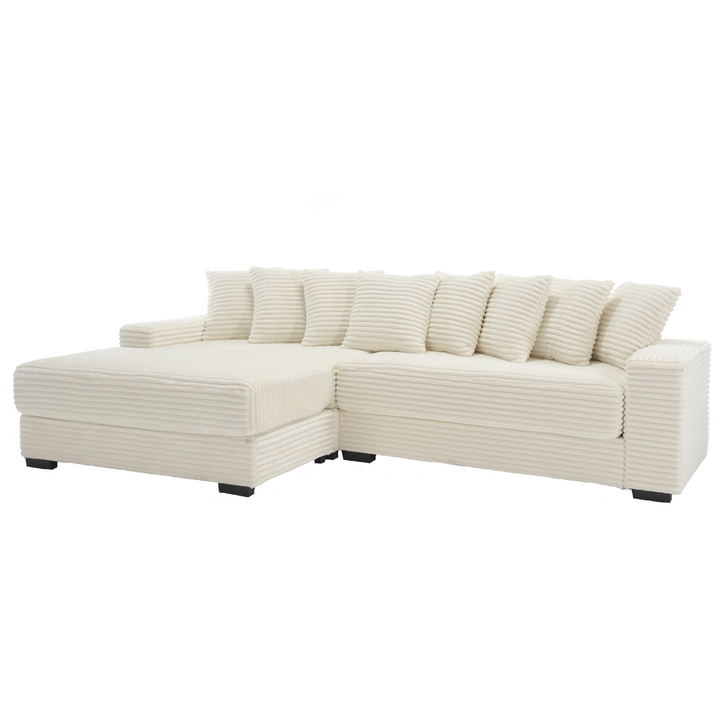 Buy farmhouse furniture Le Eupopia • Oversized Beige European Farmhouse Style Two-Piece L Shaped Sofa Couch - Modern Cottage Farmhouse Furniture