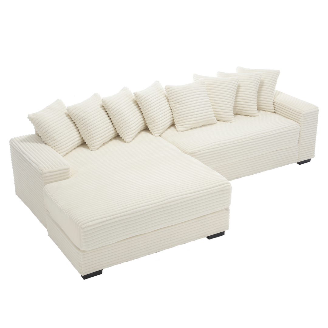 Buy farmhouse furniture Le Eupopia • Oversized Beige European Farmhouse Style Two-Piece L Shaped Sofa Couch - Modern Cottage Farmhouse Furniture