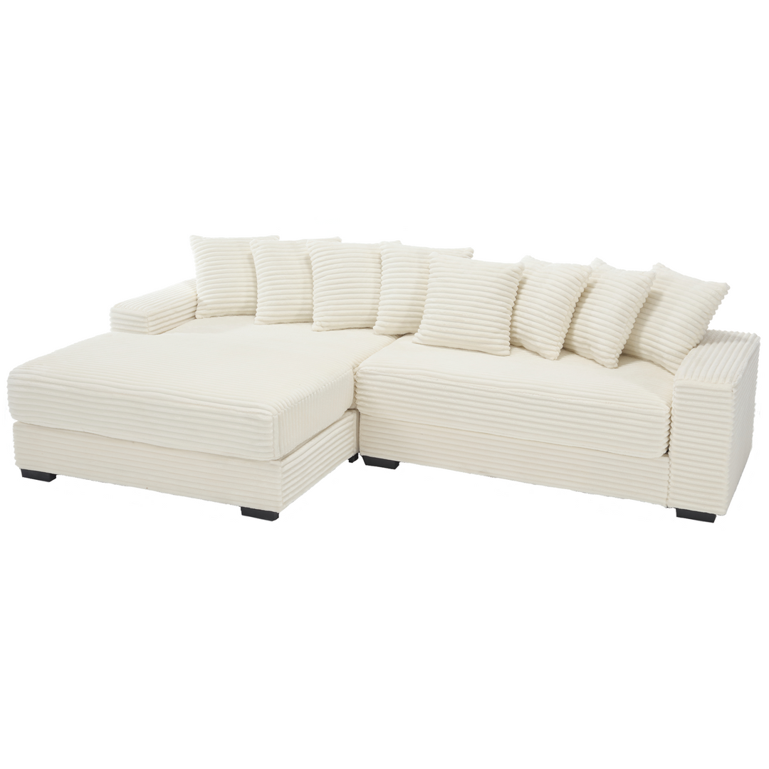 Buy farmhouse furniture Le Eupopia • Oversized Beige European Farmhouse Style Two-Piece L Shaped Sofa Couch - Modern Cottage Farmhouse Furniture