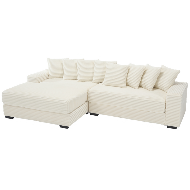 Buy farmhouse furniture Le Eupopia • Oversized Beige European Farmhouse Style Two-Piece L Shaped Sofa Couch - Modern Cottage Farmhouse Furniture