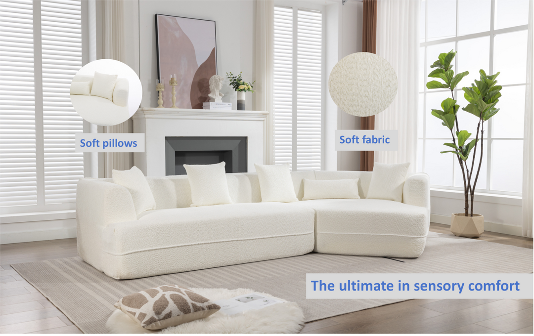 Buy farmhouse furniture The Barcelona White Mediterranean Modular sofa - Modern Cottage Farmhouse Furniture