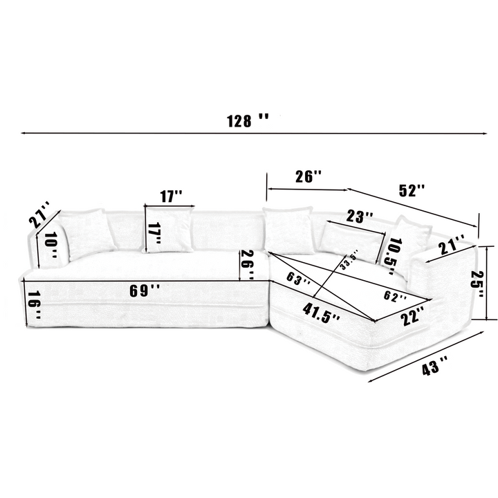 Buy farmhouse furniture The Barcelona White Mediterranean Modular sofa - Modern Cottage Farmhouse Furniture