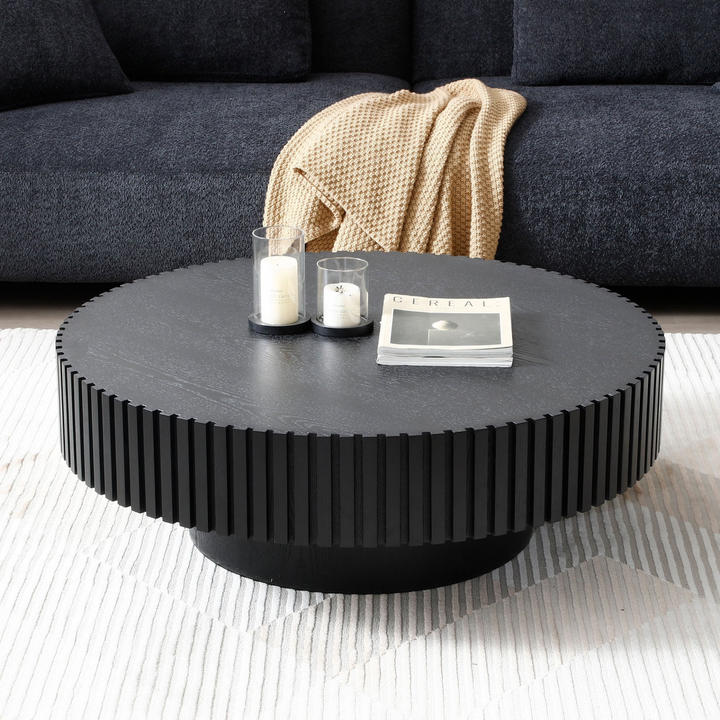 Buy farmhouse furniture Bellissimo Mediterranean Farmhouse Round Wood Coffee - Modern Cottage Farmhouse Furniture