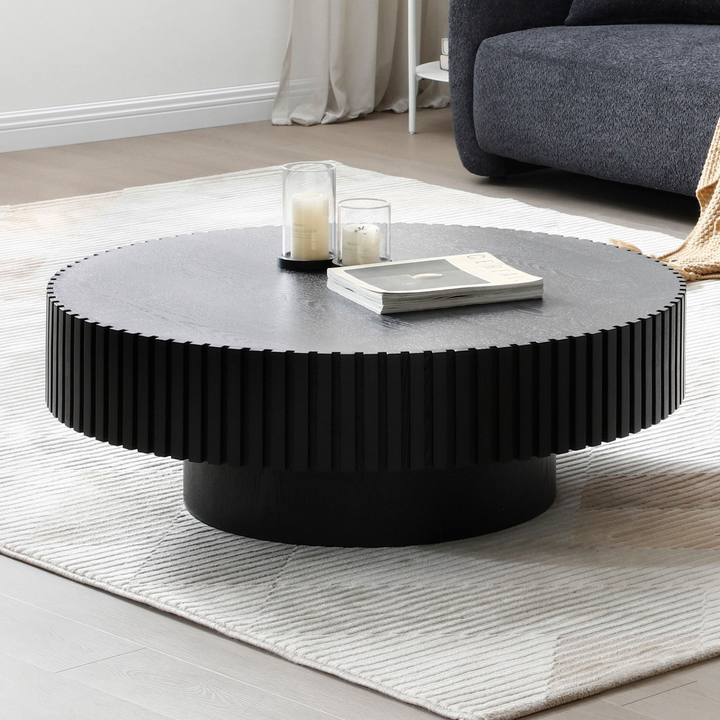Buy farmhouse furniture Bellissimo Mediterranean Farmhouse Round Wood Coffee - Modern Cottage Farmhouse Furniture