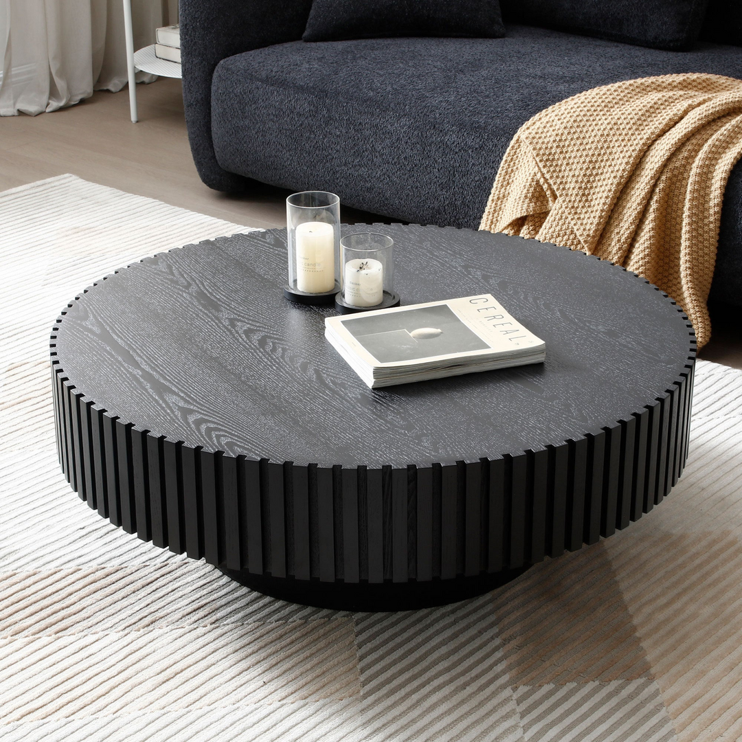 Buy farmhouse furniture Bellissimo Mediterranean Farmhouse Round Wood Coffee - Modern Cottage Farmhouse Furniture