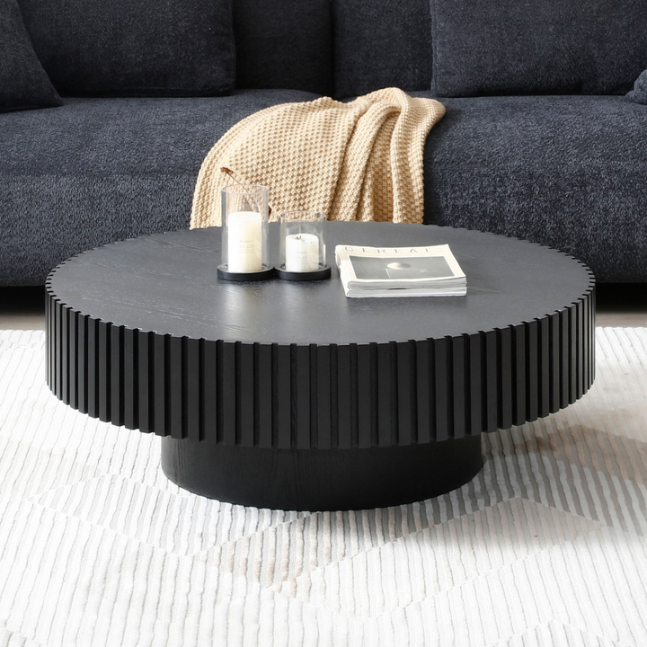 Buy farmhouse furniture Bellissimo Mediterranean Farmhouse Round Wood Coffee - Modern Cottage Farmhouse Furniture