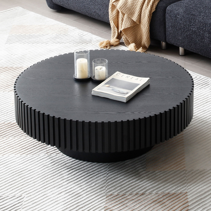 Buy farmhouse furniture Bellissimo Mediterranean Farmhouse Round Wood Coffee - Modern Cottage Farmhouse Furniture