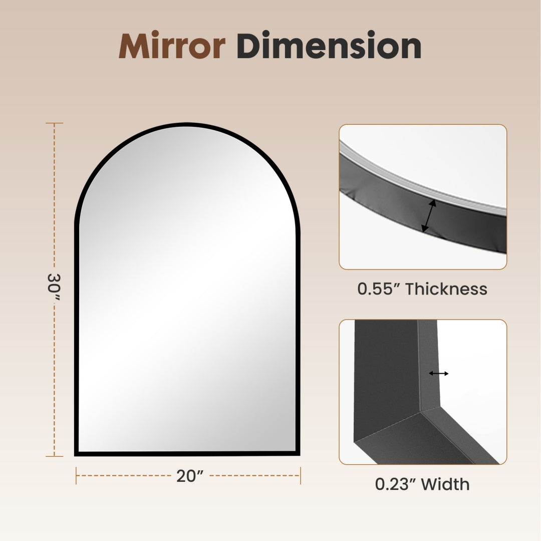 Buy farmhouse furniture Valencia Arched Mediterranean Mirror | Black or Gold | Anti-Fog HD Glass | 3 Sizes - Modern Cottage Farmhouse Furniture