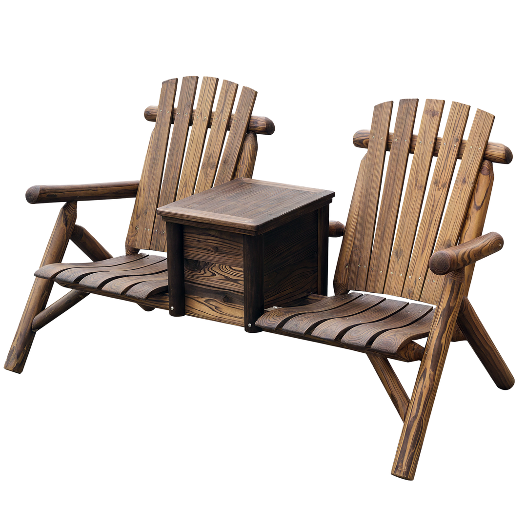 Buy farmhouse furniture Rustic Brown Double Wooden Farmhouse Country Chair with Ice Bucket - Modern Cottage Farmhouse Furniture