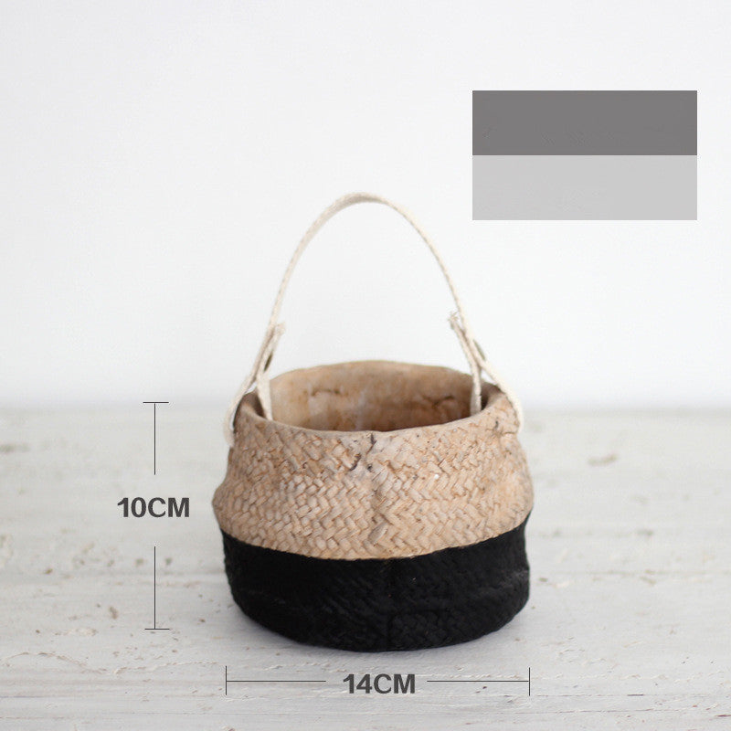 Buy farmhouse furniture Mediterranean Coast Woven Flower Pot Basket - Modern Cottage Farmhouse Furniture