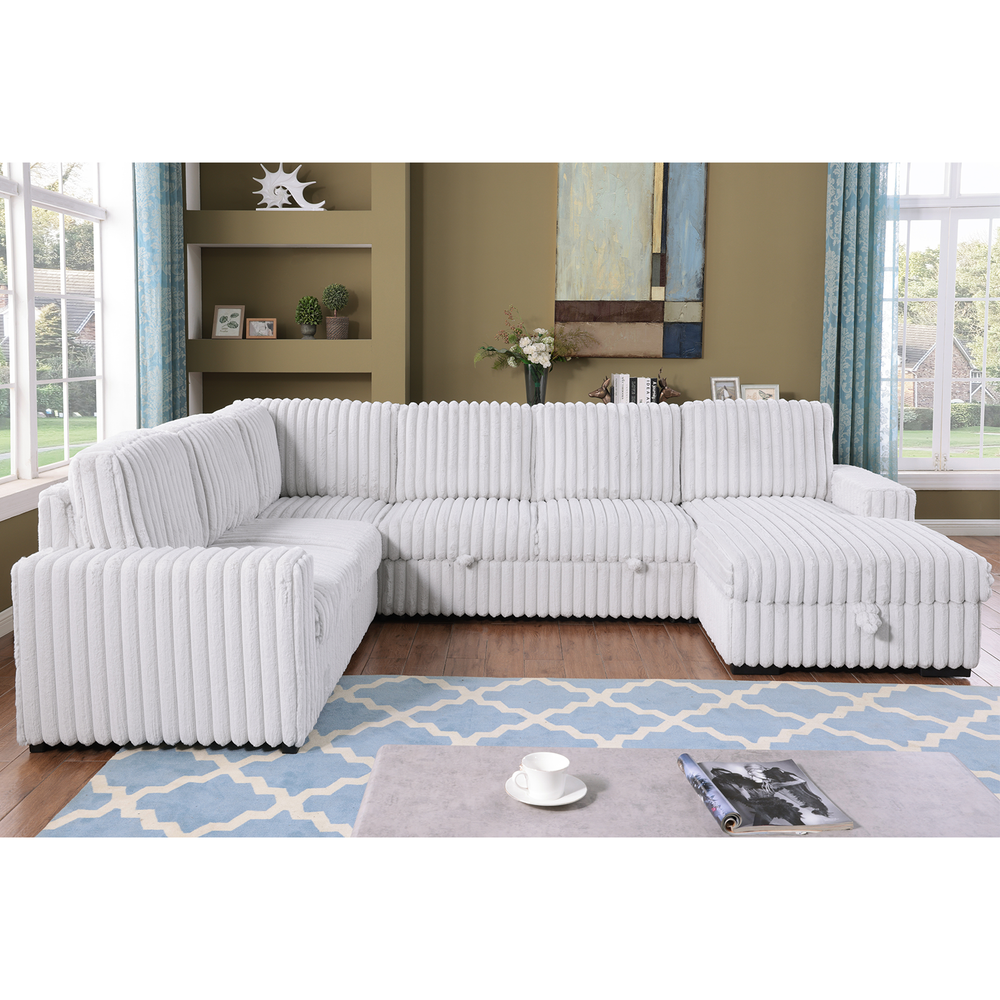 Buy farmhouse furniture Valentina | Upholstered Oversized White U Shape Mediterranean Sofa Sectional - Modern Cottage Farmhouse Furniture
