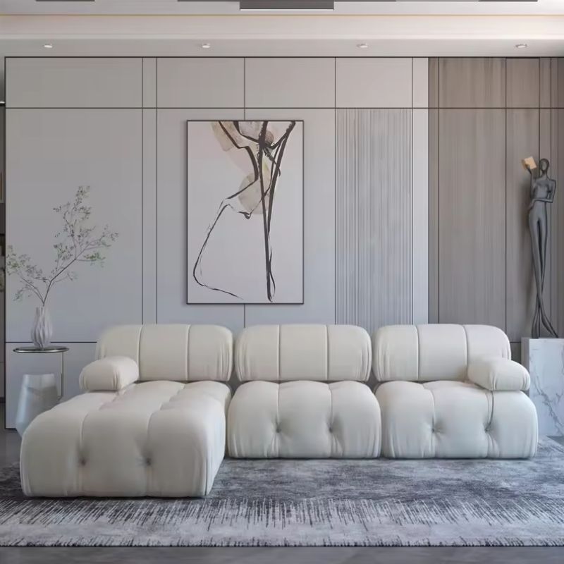 Buy farmhouse furniture White Boucle European Farmhouse Style Sofa Couch Sectional Daybed - Modern Cottage Farmhouse Furniture