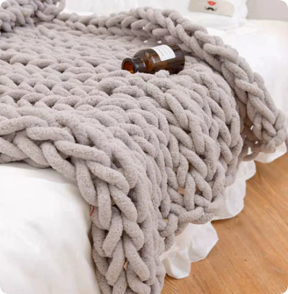 Buy farmhouse furniture Handmade Thick Beige Brown Modern Farmhouse Cottage Throw Blanket - Modern Cottage Farmhouse Furniture