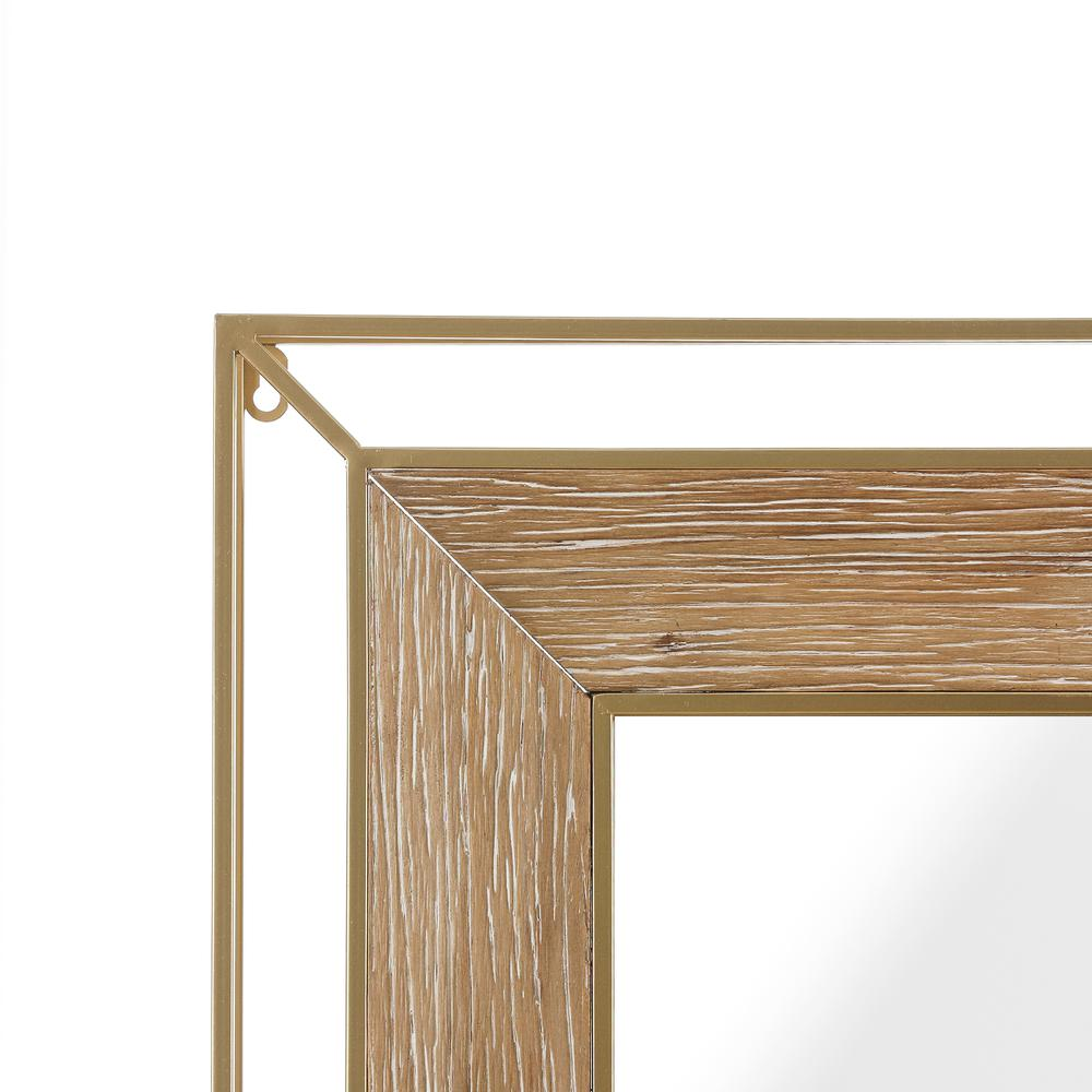 Buy farmhouse furniture Gold Metal and Natural Wood Rectangular Frame Accent Wall Mirror - Modern Cottage Farmhouse Furniture