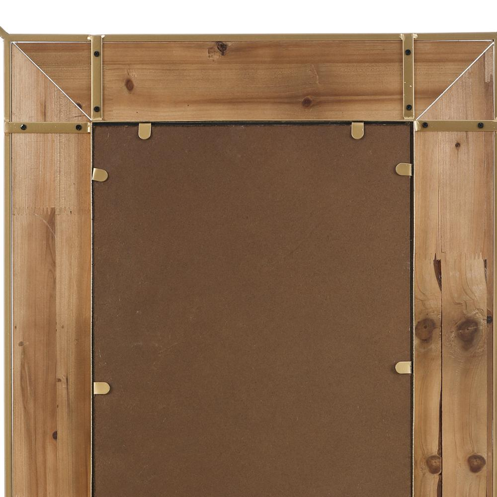 Buy farmhouse furniture Gold Metal and Natural Wood Rectangular Frame Accent Wall Mirror - Modern Cottage Farmhouse Furniture
