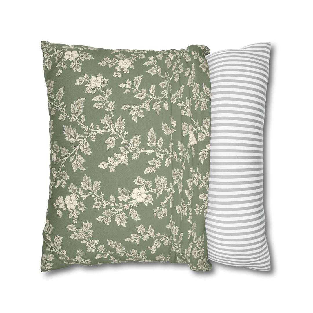 Clover Hill - Cream &amp; Sage Floral Pillowcase By. Artisan Blooms