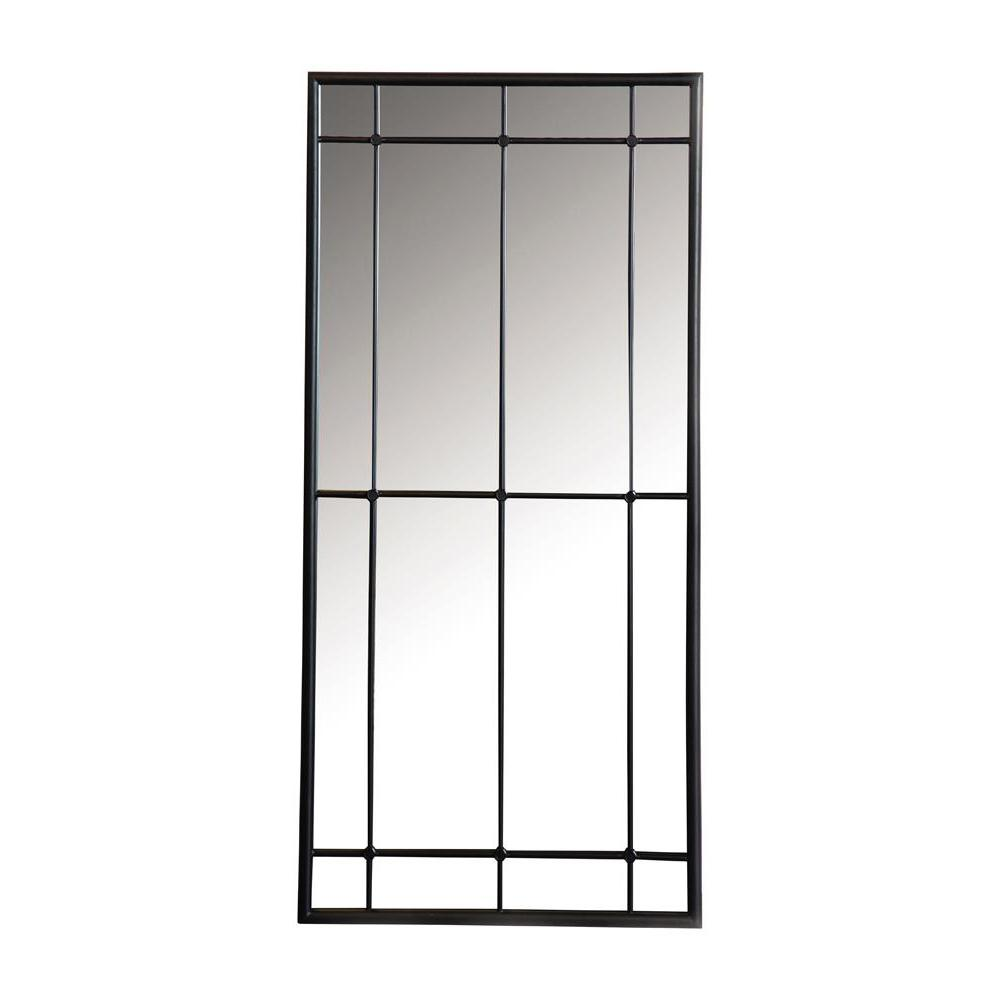 Buy farmhouse furniture Annetta French Window Pane Floor Mirror | Black Frame | 24" x 52" Wall or Leaning Mirror - Modern Cottage Farmhouse Furniture