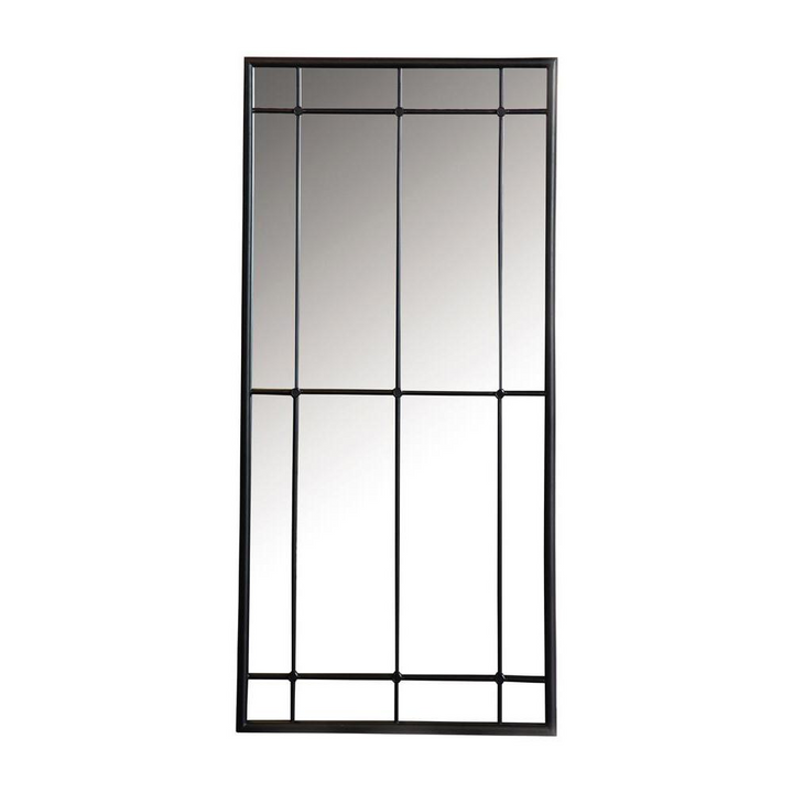 Buy farmhouse furniture Annetta French Window Pane Floor Mirror | Black Frame | 24" x 52" Wall or Leaning Mirror - Modern Cottage Farmhouse Furniture