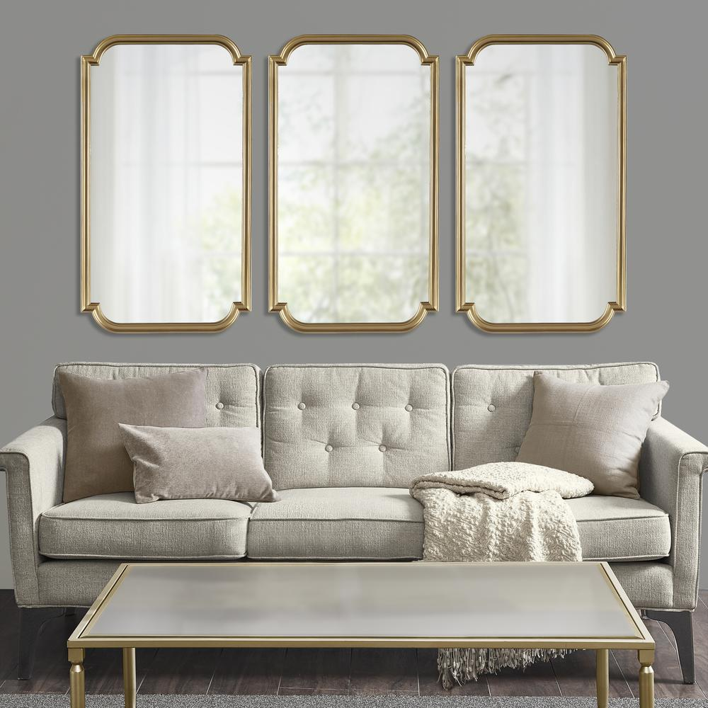 Buy farmhouse furniture Gold Scalloped Wood Wall Mirror - Modern Cottage Farmhouse Furniture