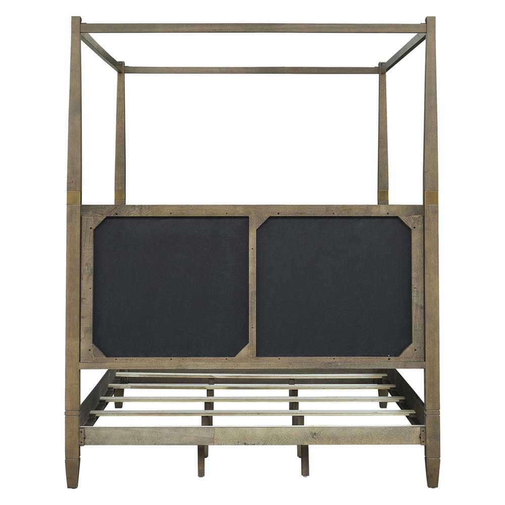 Buy farmhouse furniture Amber Farmhouse Queen Canopy Bed | Solid Wood with Upholstered Headboard &amp; Gold Accents - Modern Cottage Farmhouse Furniture