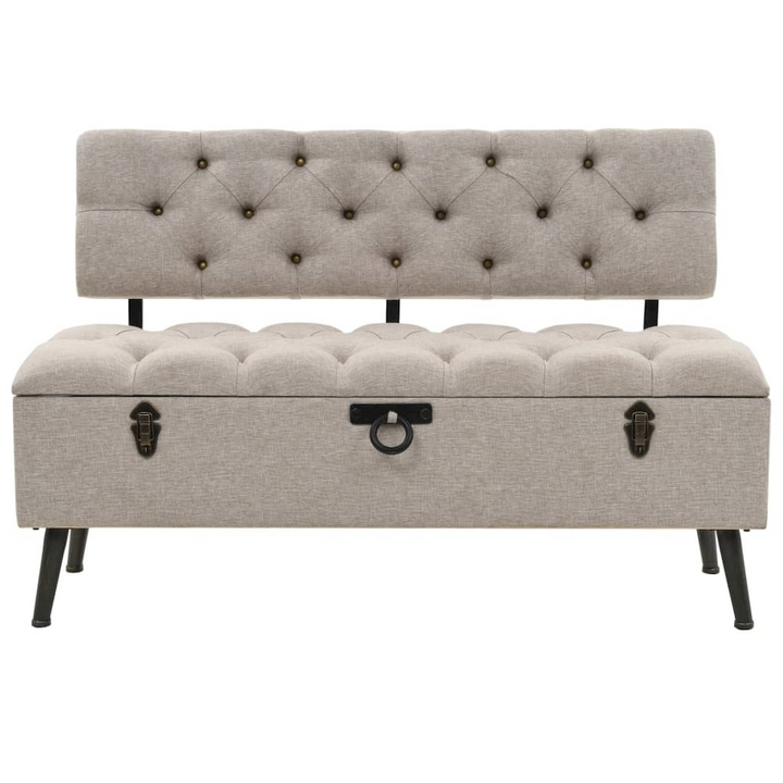 Buy farmhouse furniture Storage Bench Cream Engineered wood 43.3 inches Storage Bench - Modern Cottage Farmhouse Furniture