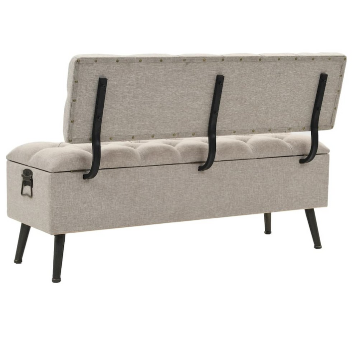 Buy farmhouse furniture Storage Bench Cream Engineered wood 43.3 inches Storage Bench - Modern Cottage Farmhouse Furniture