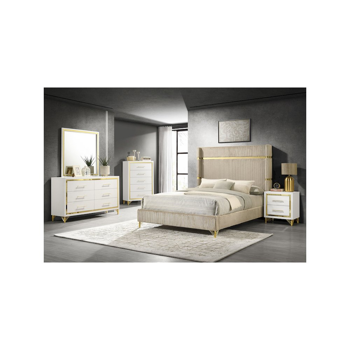 Buy farmhouse furniture Lucia 61-inch Upholstered Eastern King Wingback Bed Beige - Modern Cottage Farmhouse Furniture