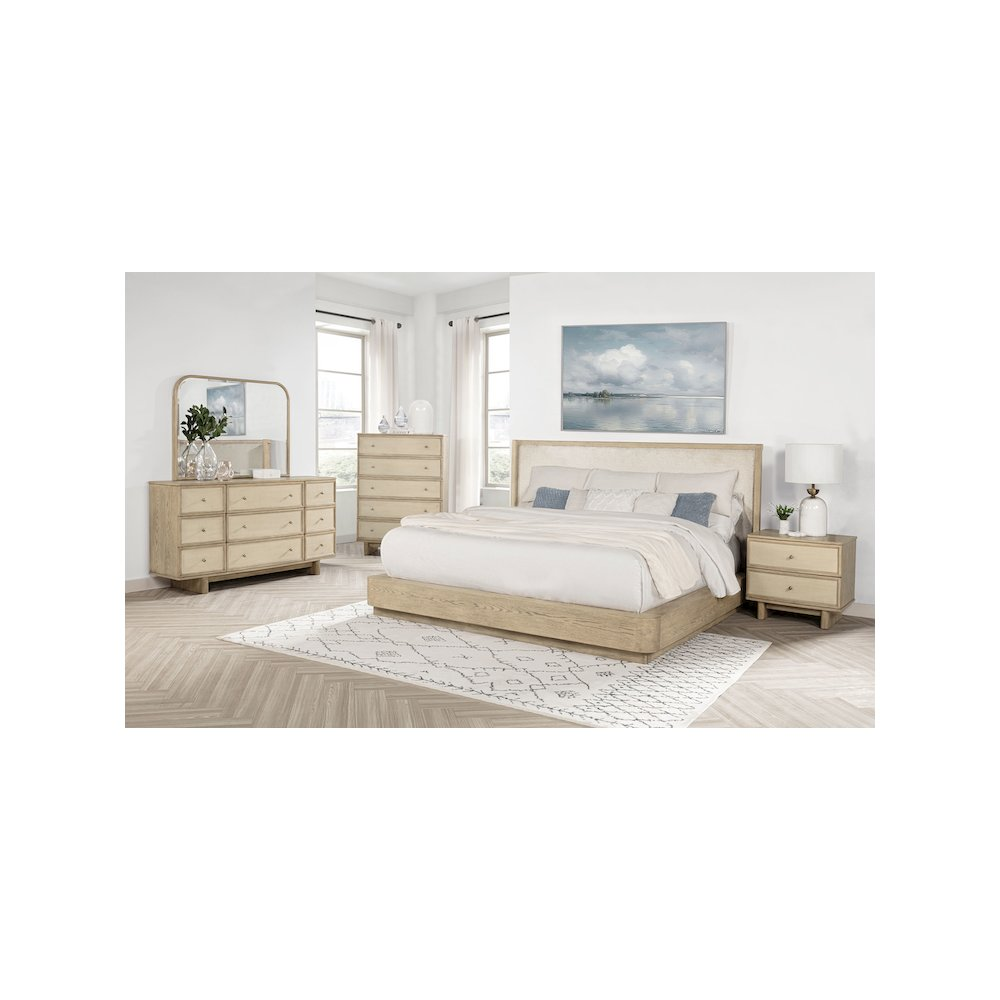 Buy farmhouse furniture Kailani 49-inch Queen Wingback Bed Beige Oak - Modern Cottage Farmhouse Furniture