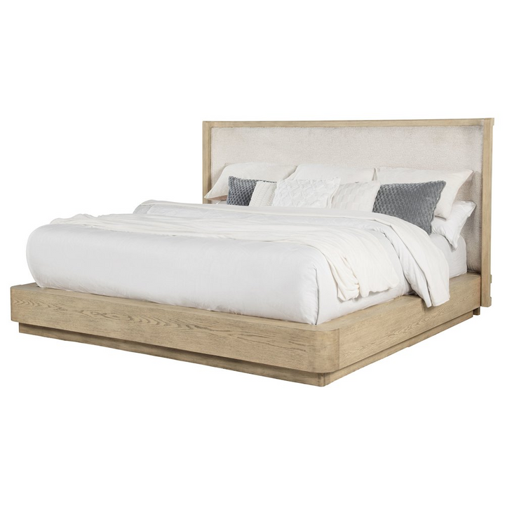 Buy farmhouse furniture Kailani 49-inch Beige Oak Mediterranean Farmhouse King Wingback Bed Frame - Modern Cottage Farmhouse Furniture
