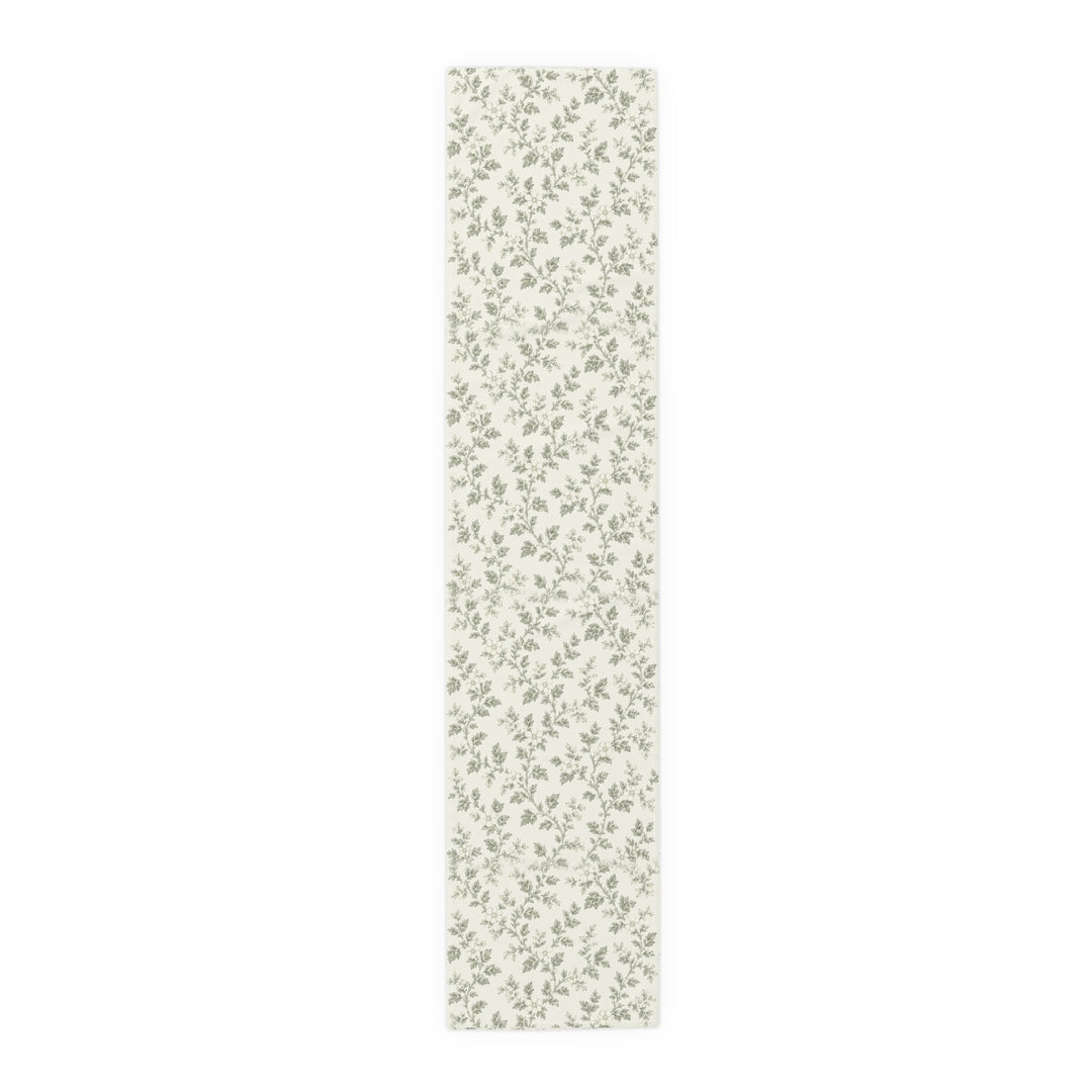 Buy farmhouse furniture Sage &amp; Cream Cotton-Poly Table Runner — Sage Green Floral Dining - Modern Cottage Farmhouse Furniture
