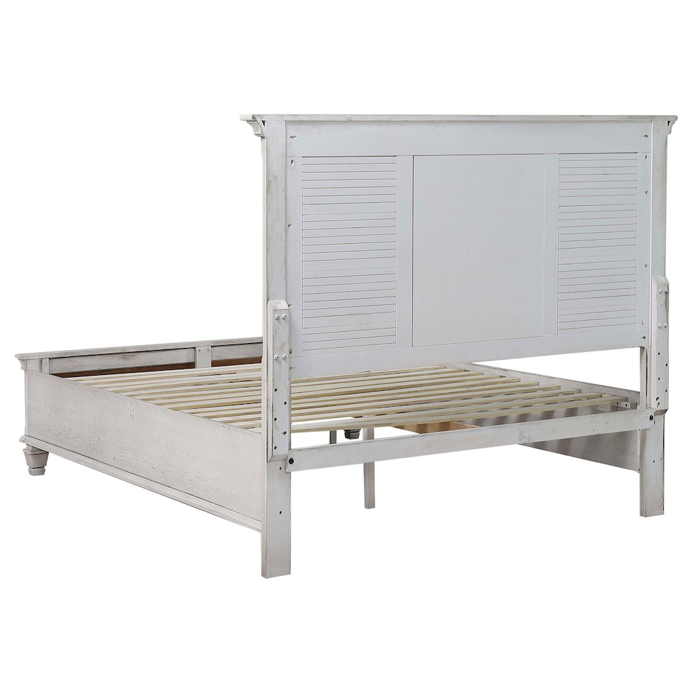 Buy farmhouse furniture Franco Distressed White Wood Mediterranean Farmhouse King Storage Panel Bed Frame - Modern Cottage Farmhouse Furniture
