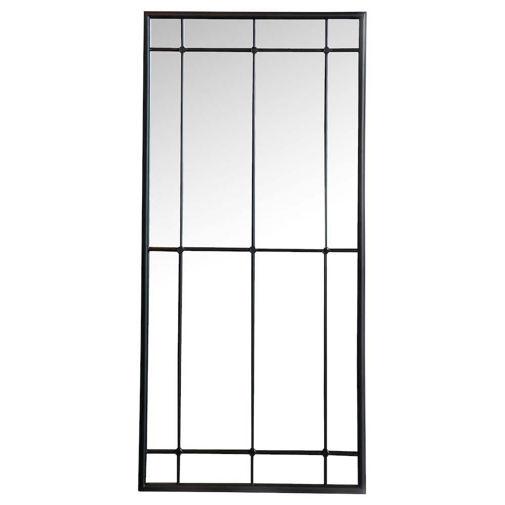 Buy farmhouse furniture Annetta French Window Pane Floor Mirror | Black Frame | 24" x 52" Wall or Leaning Mirror - Modern Cottage Farmhouse Furniture