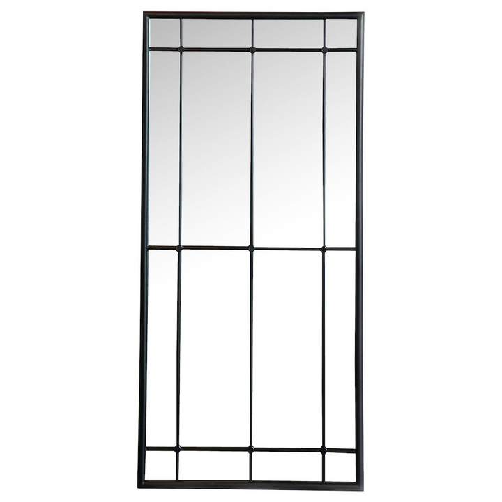 Buy farmhouse furniture Annetta French Window Pane Floor Mirror | Black Frame | 24" x 52" Wall or Leaning Mirror - Modern Cottage Farmhouse Furniture