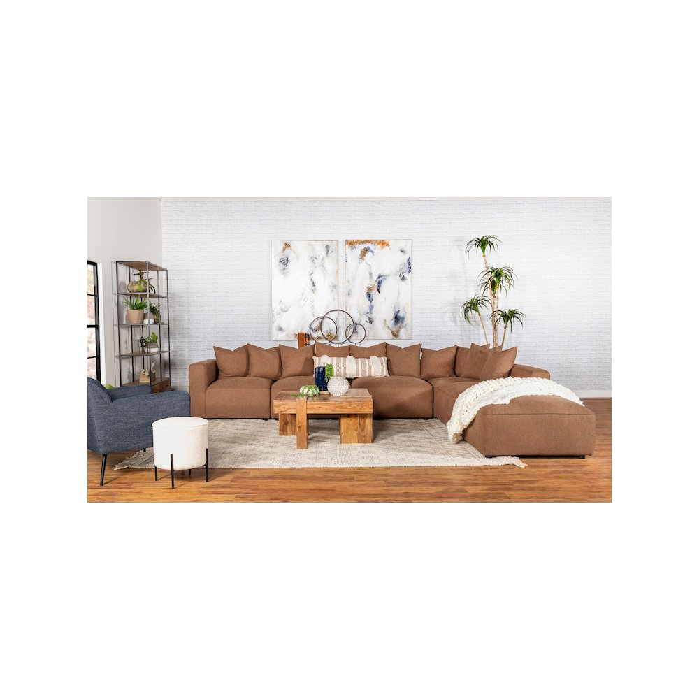 Buy farmhouse furniture Terrano Terracotta Contemporary Modular 6-piece Upholstered Modular Sofa Sectional - Modern Cottage Farmhouse Furniture