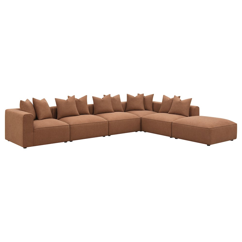 Buy farmhouse furniture Terrano Terracotta Contemporary Modular 6-piece Upholstered Modular Sofa Sectional - Modern Cottage Farmhouse Furniture