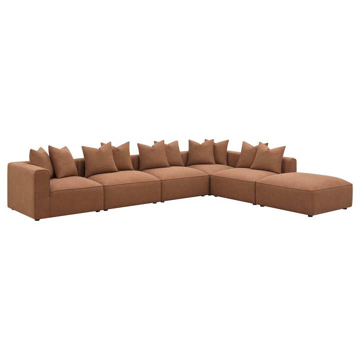 Buy farmhouse furniture Terrano Terracotta Contemporary Modular 6-piece Upholstered Modular Sofa Sectional - Modern Cottage Farmhouse Furniture