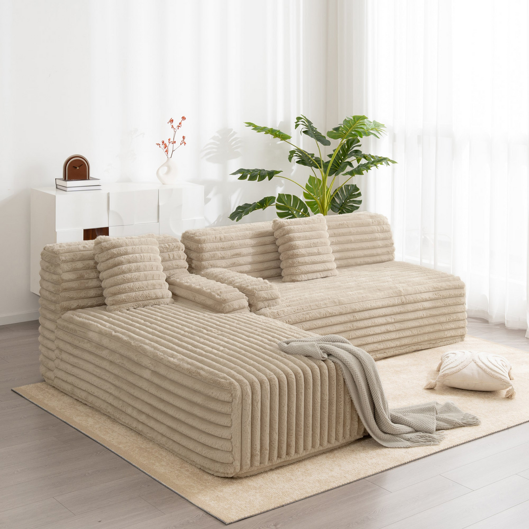 Buy farmhouse furniture Large Modern Cloud Sectional Sofa Upholstered Couch Free-combined Sofa for Living Room, Light Coffee - Modern Cottage Farmhouse Furniture