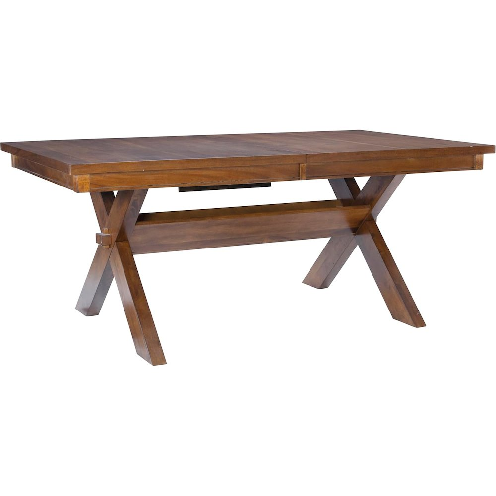 Buy farmhouse furniture Kraven Dining Table - Expansive Acacia Wood Table with Self-Storing Butterfly Leaf, Dark Hazelnut Finish - Modern Cottage Farmhouse Furniture