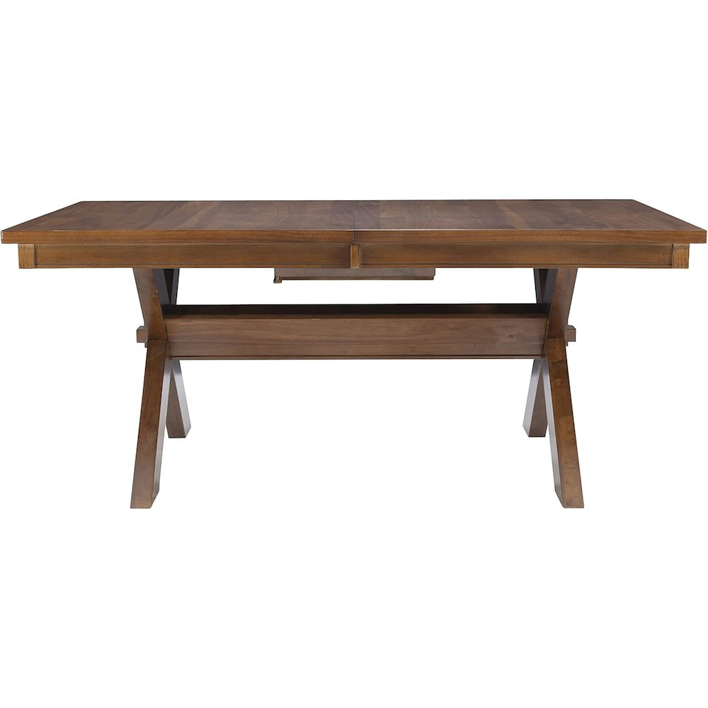 Buy farmhouse furniture Kraven Dining Table - Expansive Acacia Wood Table with Self-Storing Butterfly Leaf, Dark Hazelnut Finish - Modern Cottage Farmhouse Furniture