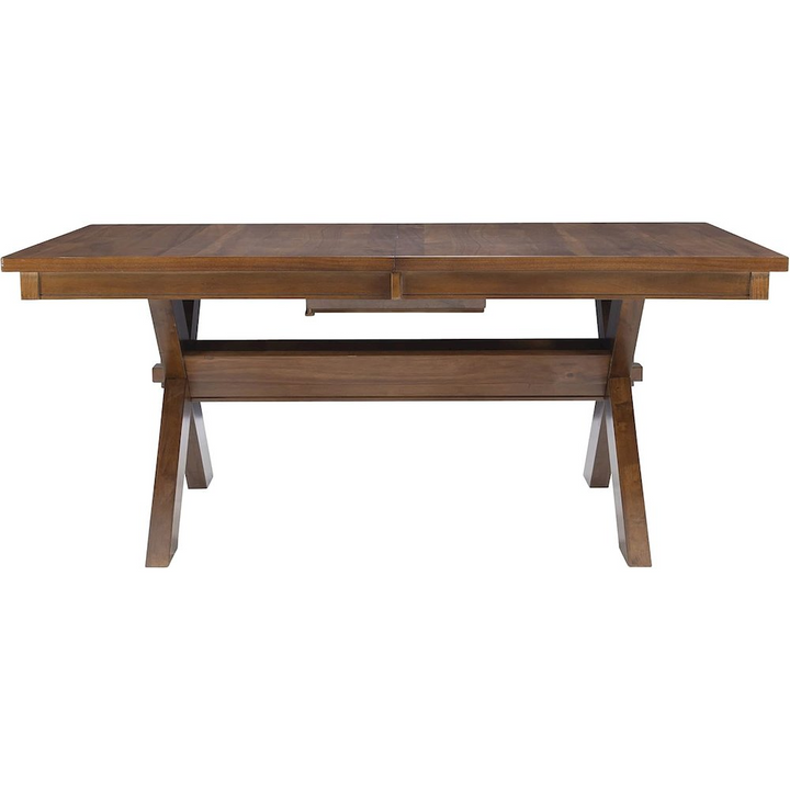 Buy farmhouse furniture Kraven Dining Table - Expansive Acacia Wood Table with Self-Storing Butterfly Leaf, Dark Hazelnut Finish - Modern Cottage Farmhouse Furniture