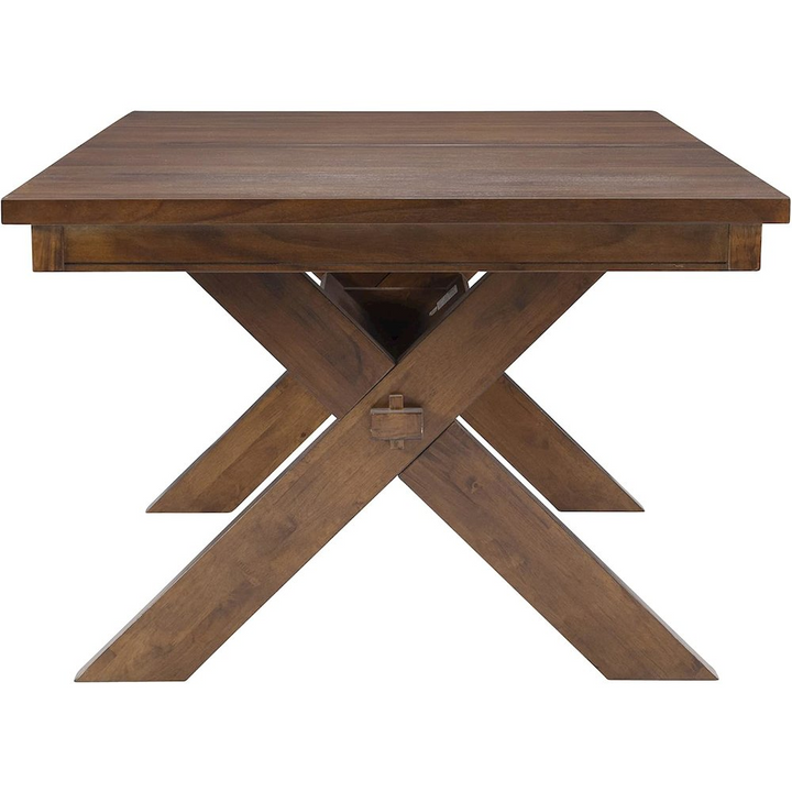 Buy farmhouse furniture Kraven Dining Table - Expansive Acacia Wood Table with Self-Storing Butterfly Leaf, Dark Hazelnut Finish - Modern Cottage Farmhouse Furniture