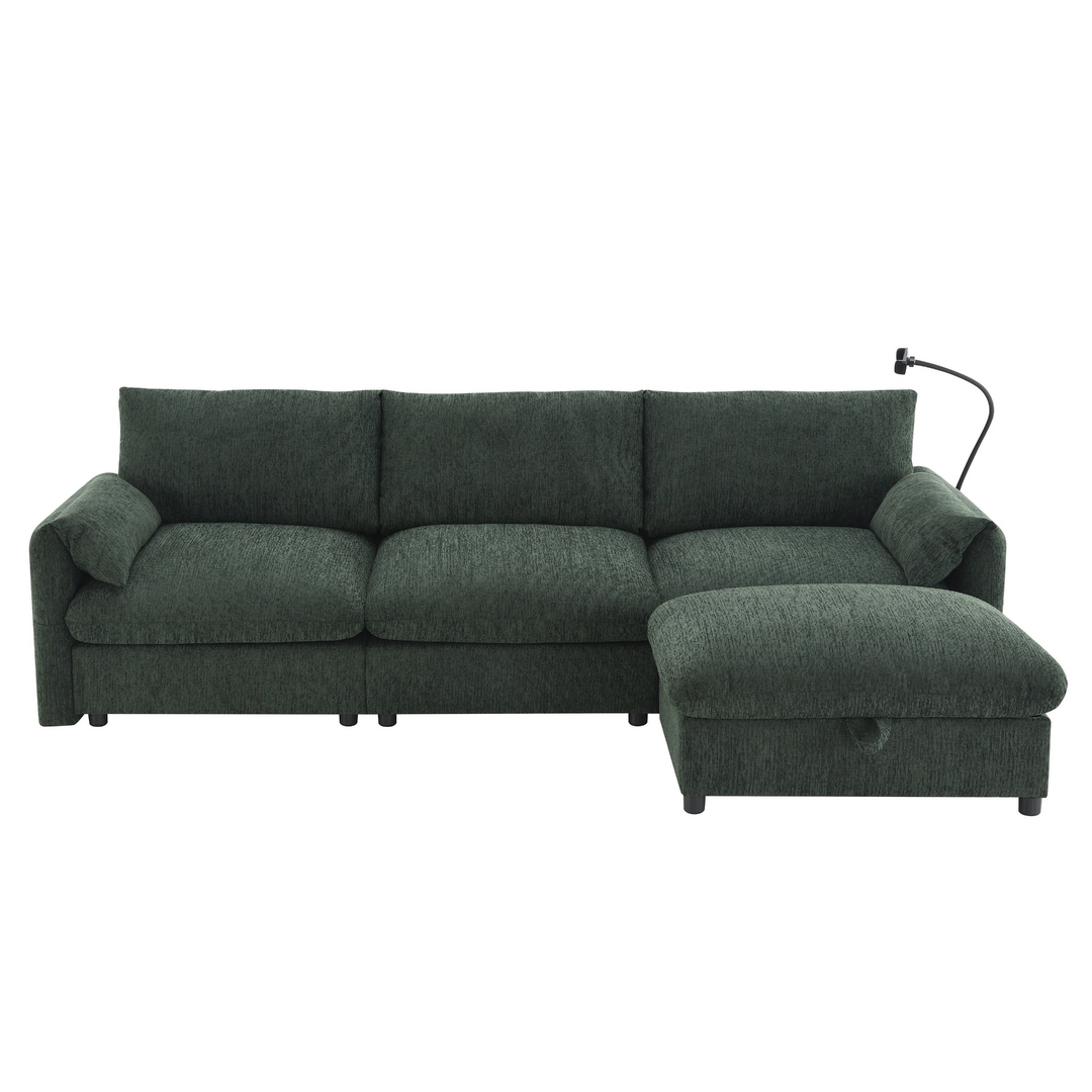 Buy farmhouse furniture Elia 4 Seat L Shaped Sectional Sofa with Storage Ottoman - Modern Cottage Farmhouse Furniture